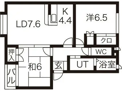 メゾンフルールB(2LDK/1階)の間取り写真