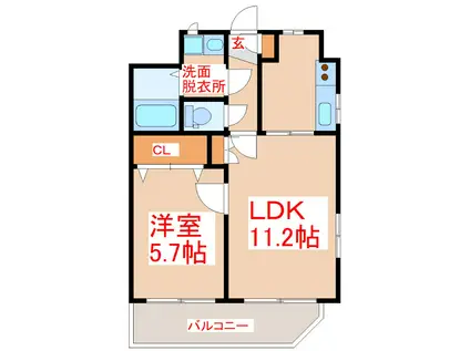 ヴィツッア小松原(1LDK/2階)の間取り写真