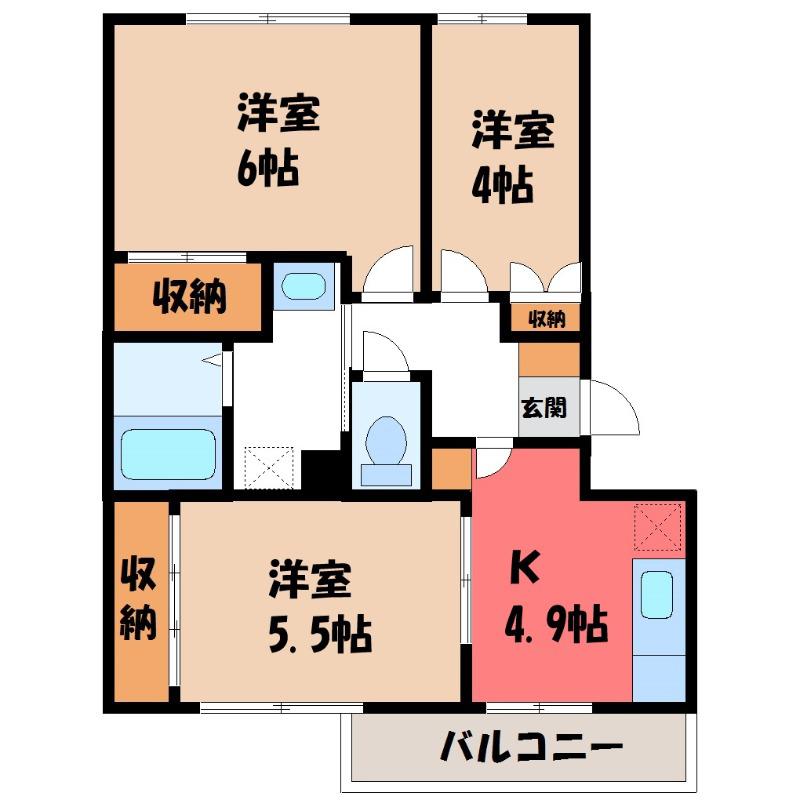 アロンディール平澤(3DK/3階)の間取り写真