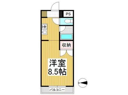 セルレーヴ(ワンルーム/3階)の間取り写真