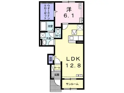 フラン・ファインII(1LDK/1階)の間取り写真