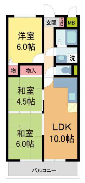 グランドゥール畦野(3LDK/2階)の間取り写真