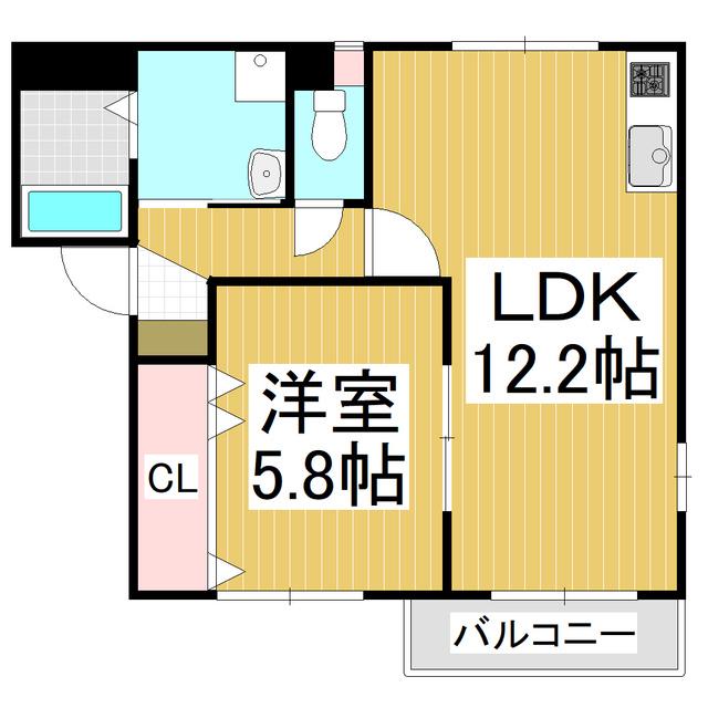 イーストアベニュー(1LDK/2階)の間取り写真