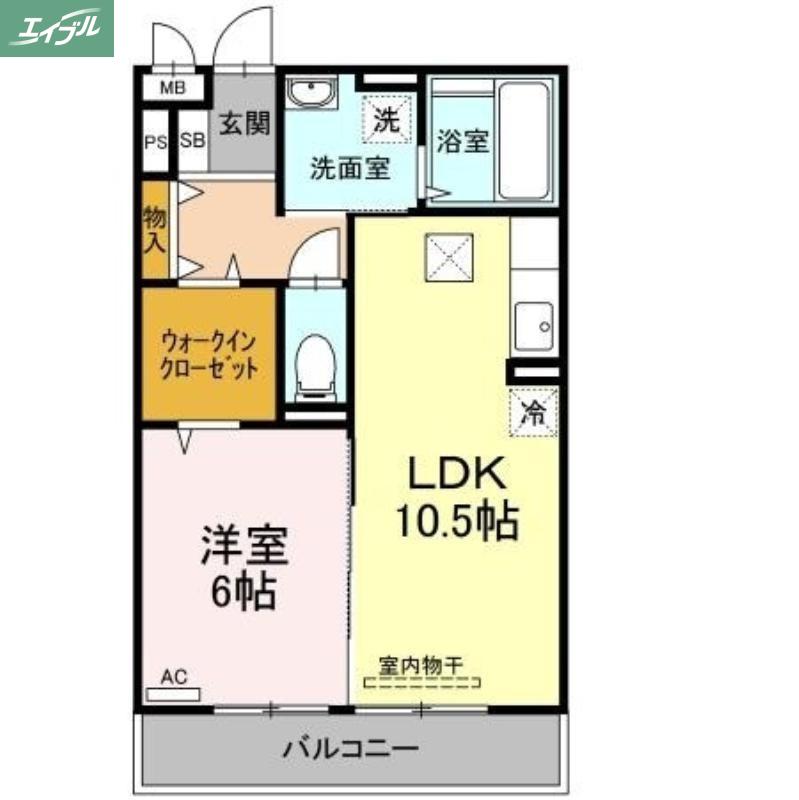 エスポワール青江(1LDK/1階)の間取り写真