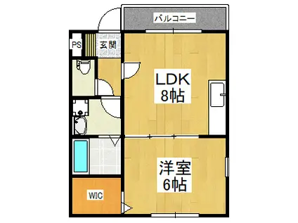 ブルーローズ(1LDK/2階)の間取り写真