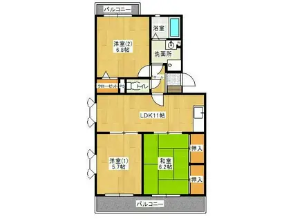 ヴァンベール(3LDK/2階)の間取り写真