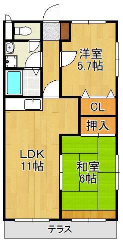 レイクランドI(2LDK/1階)の間取り写真