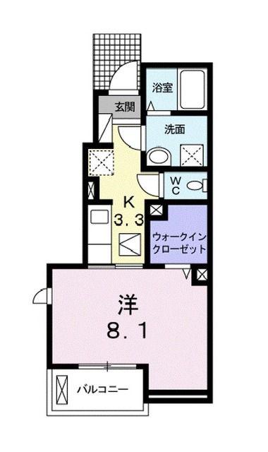 シャンテ・クレール(1K/1階)の間取り写真
