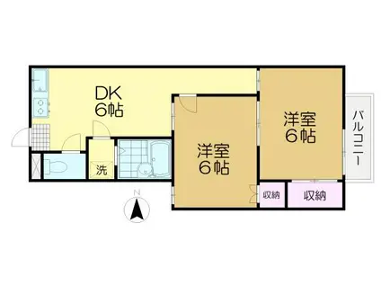 カーサピイノ(2DK/2階)の間取り写真