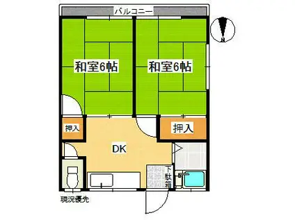 新海荘 奥(2DK/2階)の間取り写真