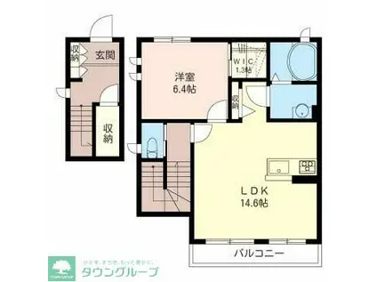 クレール旭町(1LDK/2階)の間取り写真