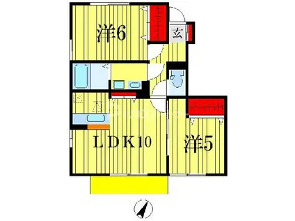 ハイブリッジI(2LDK/1階)の間取り写真