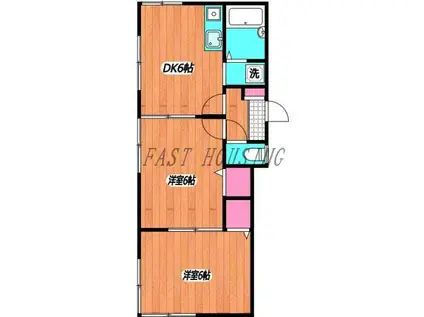 ローズコート(2DK/1階)の間取り写真