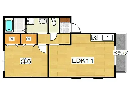 エルツイン(1LDK/1階)の間取り写真