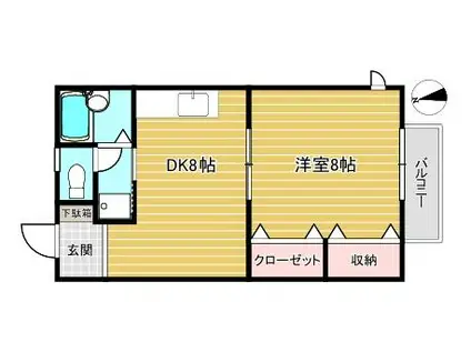 サンハイムアキヤマ(1DK/2階)の間取り写真