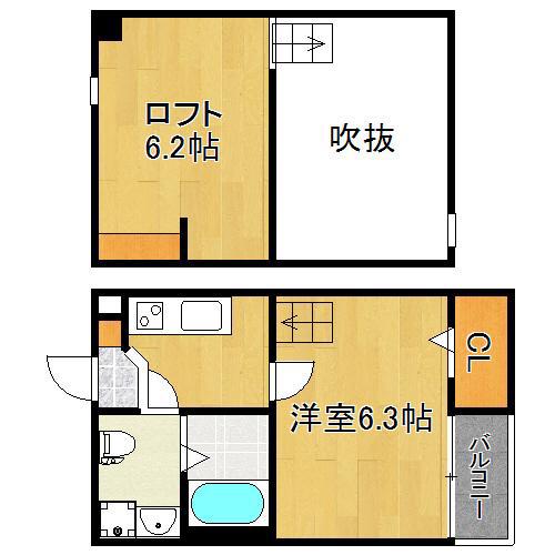CHOROS(1K/2階)の間取り写真