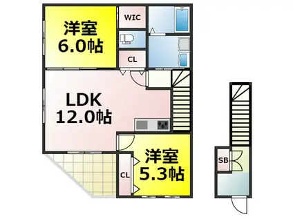 ワイズグリーンII(2LDK/2階)の間取り写真