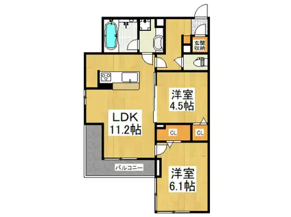 ASSET-COURT八坂(2LDK/3階)の間取り写真