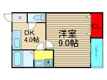 絢野ビル(1DK/1階)の間取り写真