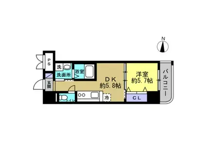 ラプラージュ(1DK/5階)の間取り写真