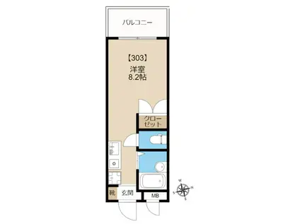 テグラス(ワンルーム/3階)の間取り写真