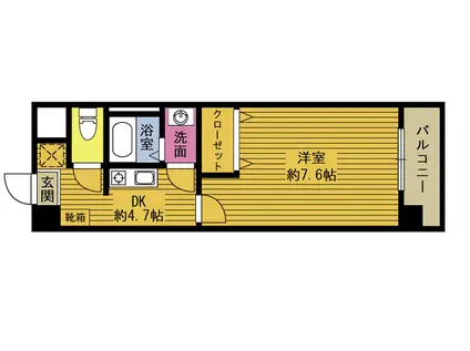 フローラ碩田(1DK/3階)の間取り写真