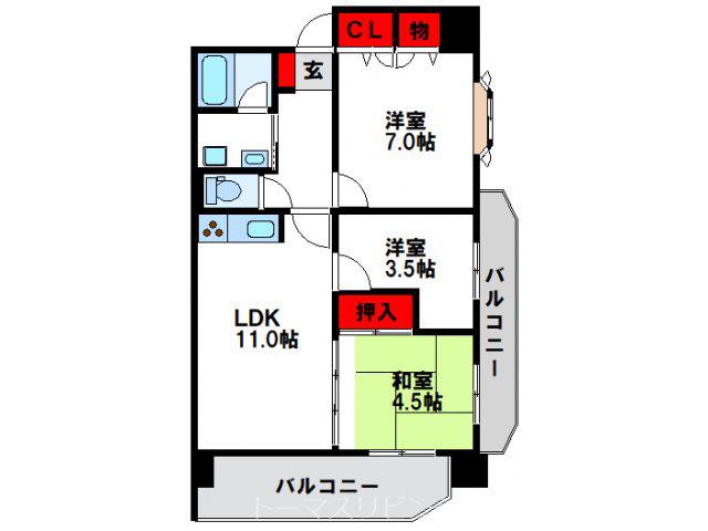 ラディア霧ケ丘(3LDK/5階)の間取り写真