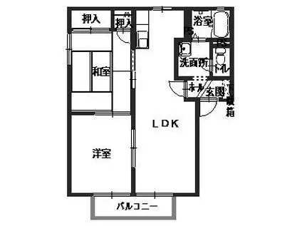 グランドゥール輝(2LDK/2階)の間取り写真