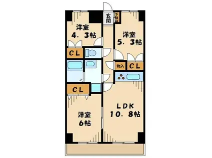 エスポワール(3LDK/4階)の間取り写真