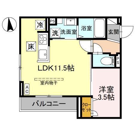 フローリッシュ(1LDK/1階)の間取り写真