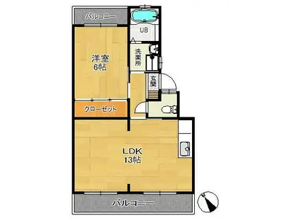 リーベンシタットB棟(1LDK/1階)の間取り写真