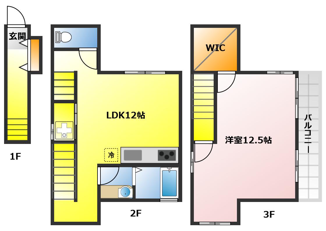 上福岡MYビル(1LDK/2階)の間取り写真