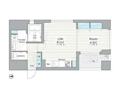 フェリス白金(1LDK/5階)の間取り写真