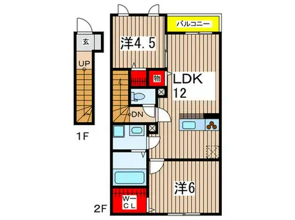 CHAMP DE FLEUREII(2LDK/2階)の間取り写真