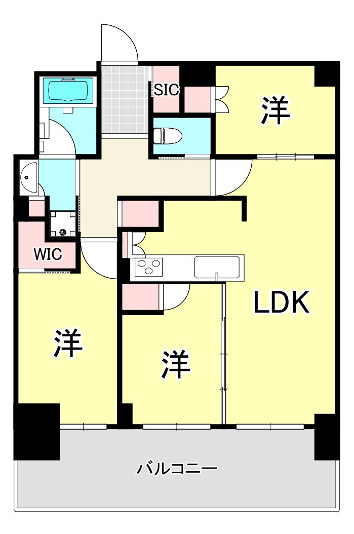 ベイシティタワーズ神戸ウエスト(3LDK/6階)の間取り写真