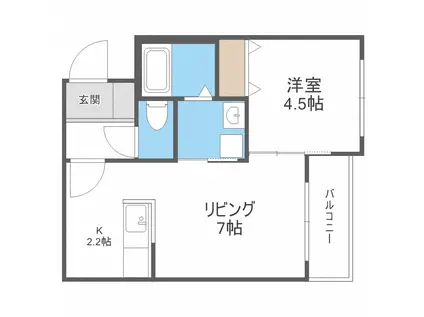 ウェリナ南郷16(1LDK/3階)の間取り写真