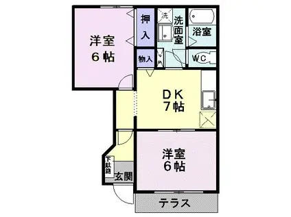 チェリーブラッサムII(2DK/1階)の間取り写真