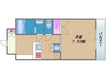 ジリオ大阪城南(1DK/3階)の間取り写真