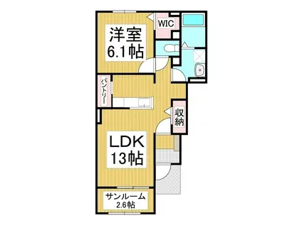 アイリス・S(1LDK/1階)の間取り写真