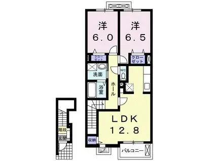 アムールA(2LDK/2階)の間取り写真