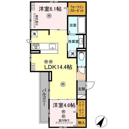 ボヌール庚午中(2LDK/2階)の間取り写真
