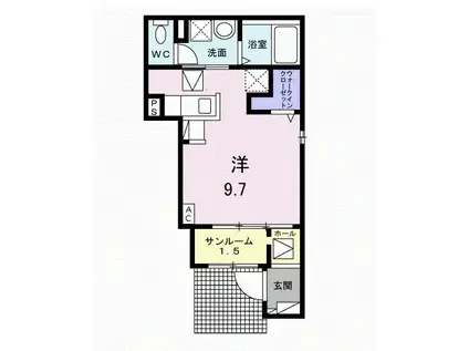 アルコ イーリス(ワンルーム/1階)の間取り写真