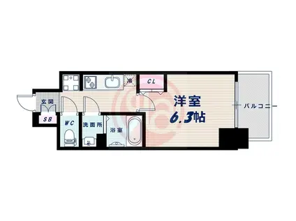 プレサンス THE TENNOJI 逢阪トゥルー(1K/9階)の間取り写真