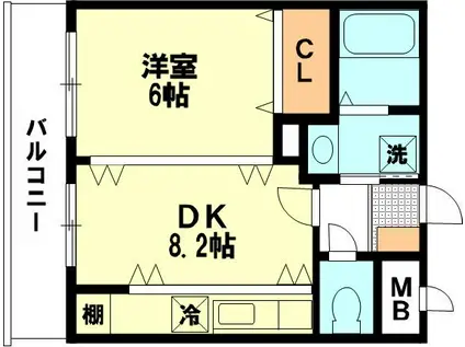 アヴァンセ草津2番館(1DK/4階)の間取り写真