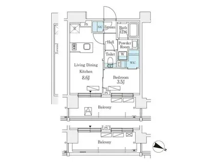 シーズンフラッツ町屋(1LDK/2階)の間取り写真