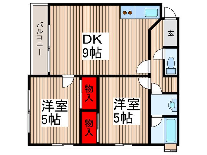 グランベール(2DK/3階)の間取り写真