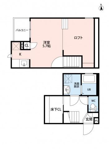 CB鳥栖アイナ(1K/2階)の間取り写真