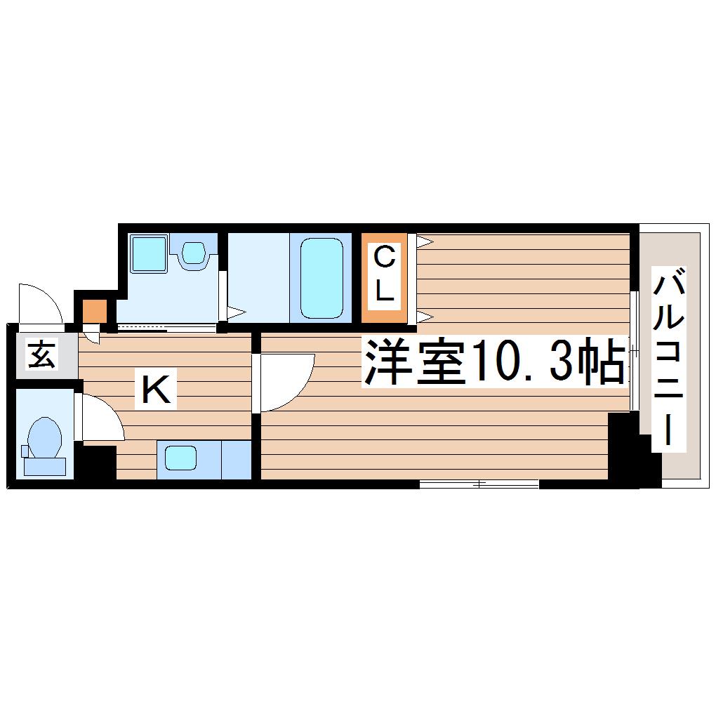 アスコット南仙台駅前(1K/3階)の間取り写真