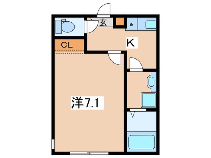 FOLIA蒔田(1K/2階)の間取り写真