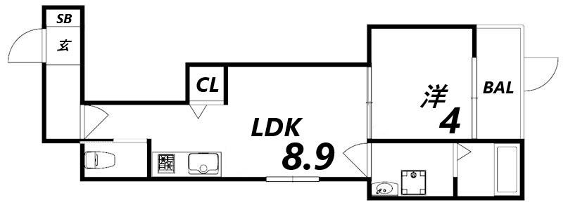 F ASECIA CHYPRE(1LDK/2階)の間取り写真